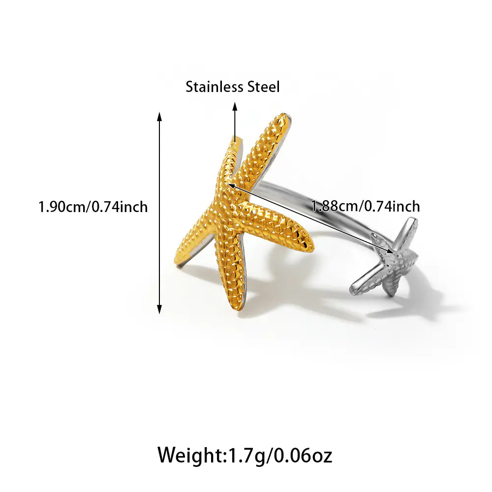 2025 Stainless Steel Starfish Two-tone Ring