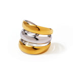 Adjustable Stainless steel three loop two-tone ring