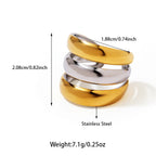 Adjustable Stainless steel three loop two-tone ring