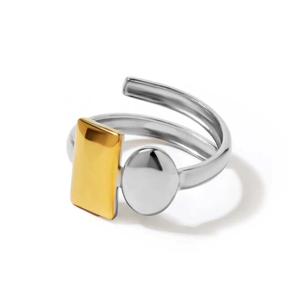 Stainless Steel Rectangular Oval Adjustable Ring