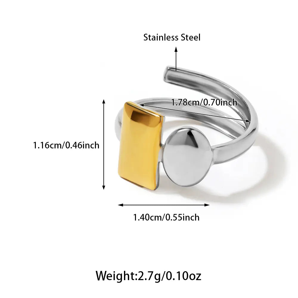 Stainless Steel Rectangular Oval Adjustable Ring