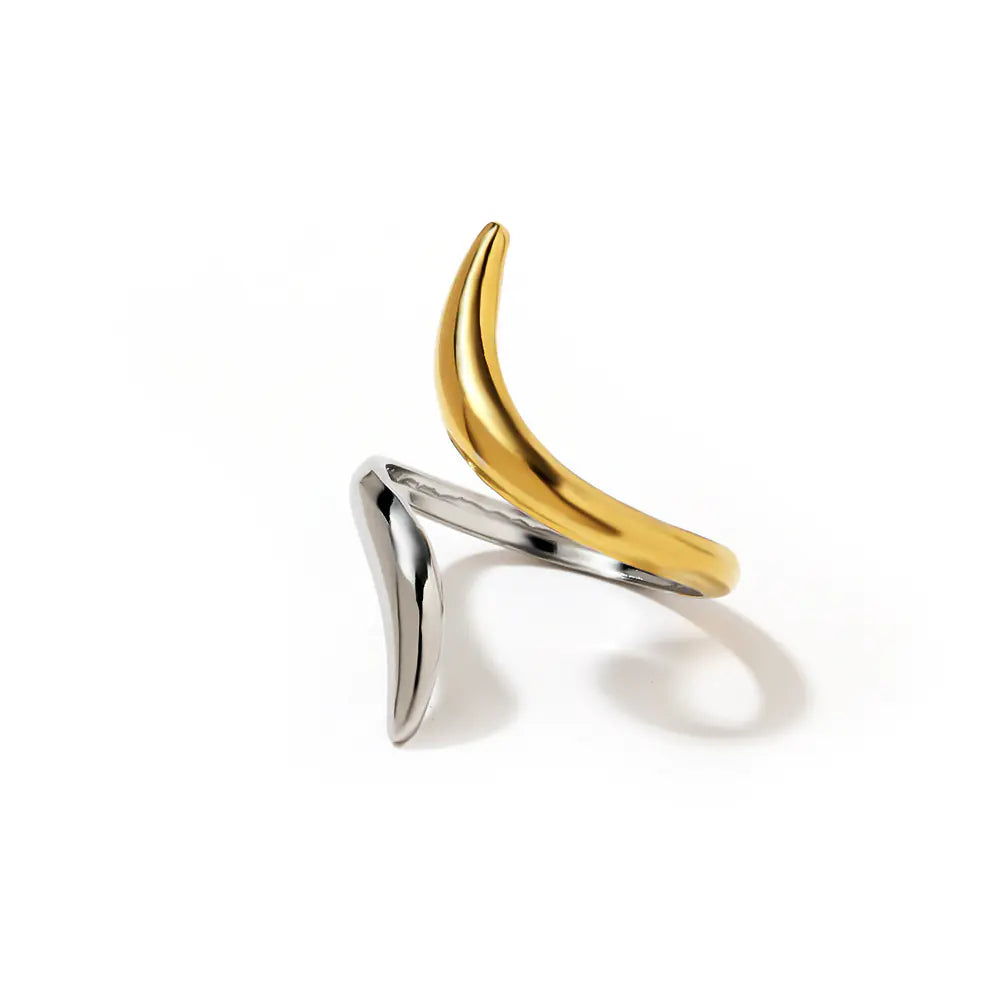 Stainless Steel Adjustable Two-tone Fishtail Ring