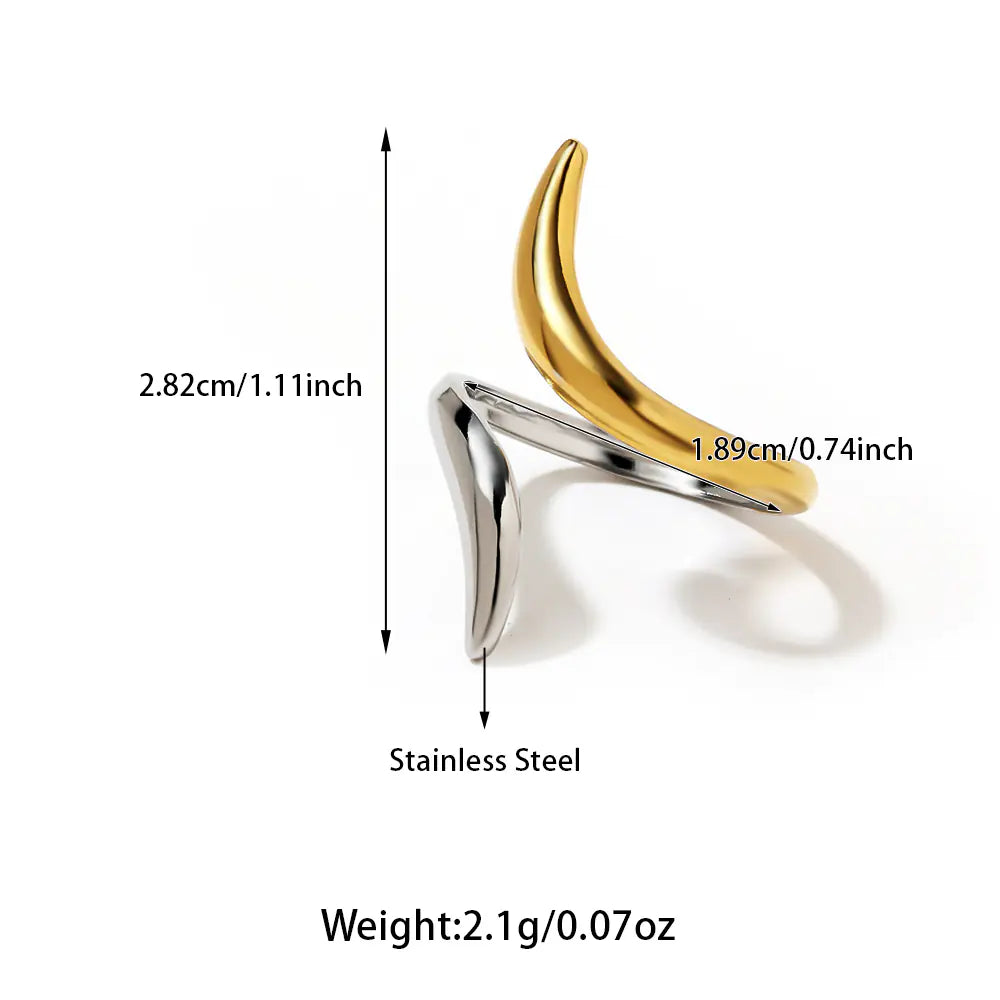 Stainless Steel Adjustable Two-tone Fishtail Ring