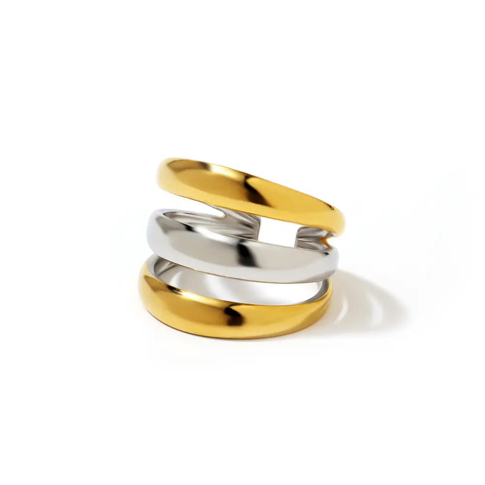 18k Stainless Steel Two-tone Adjustable Ring