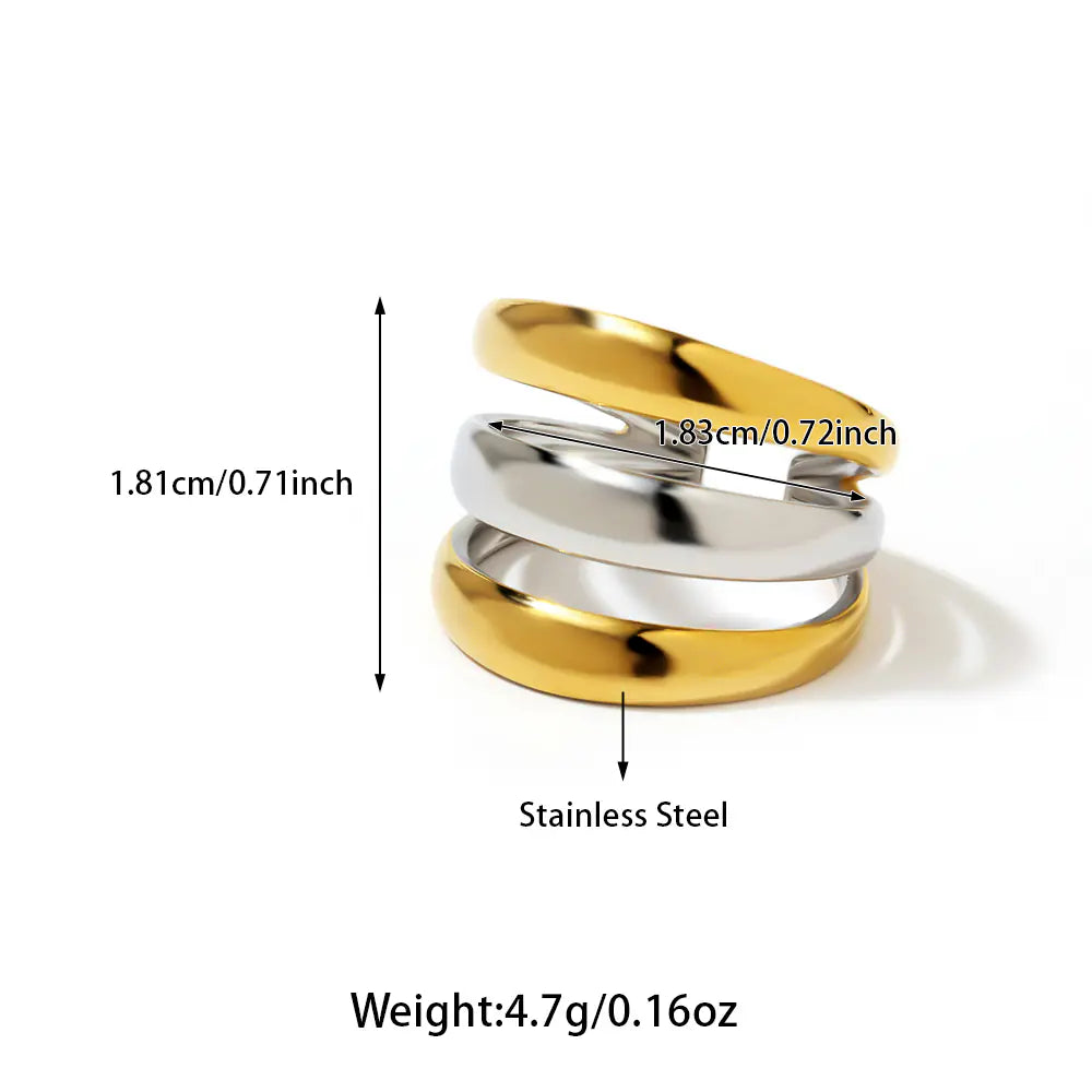 18k Stainless Steel Two-tone Adjustable Ring