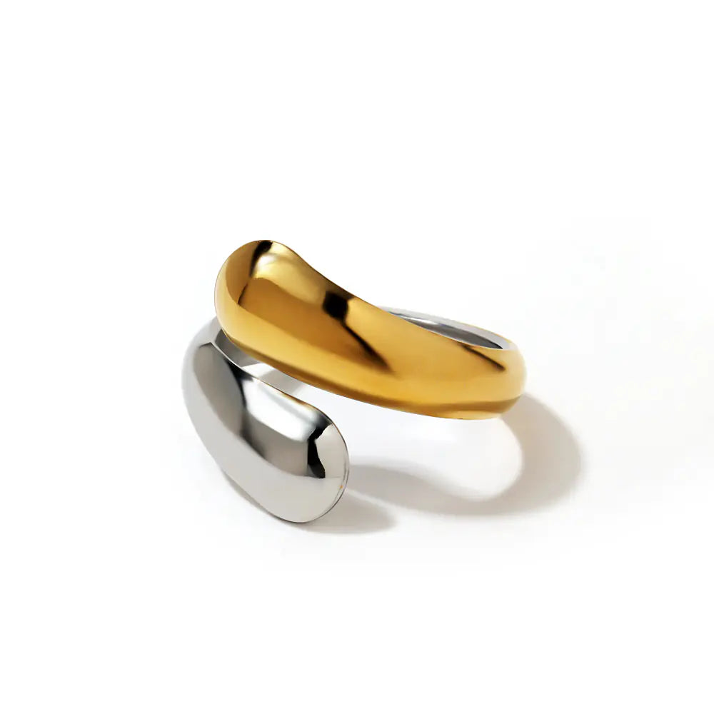Fashion Stainless Steel Two-tone Opening Ring