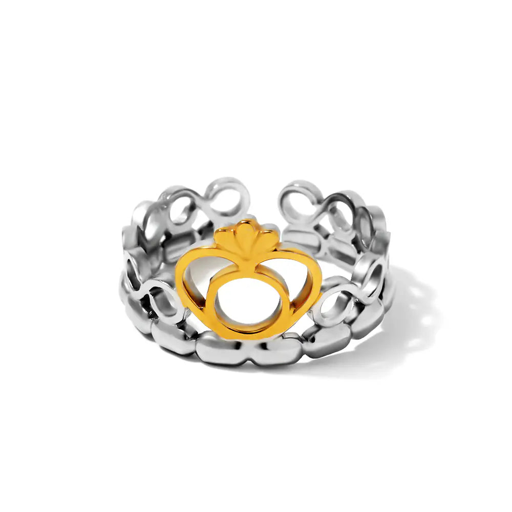 New Stainless Steel Crown Adjustable Ring