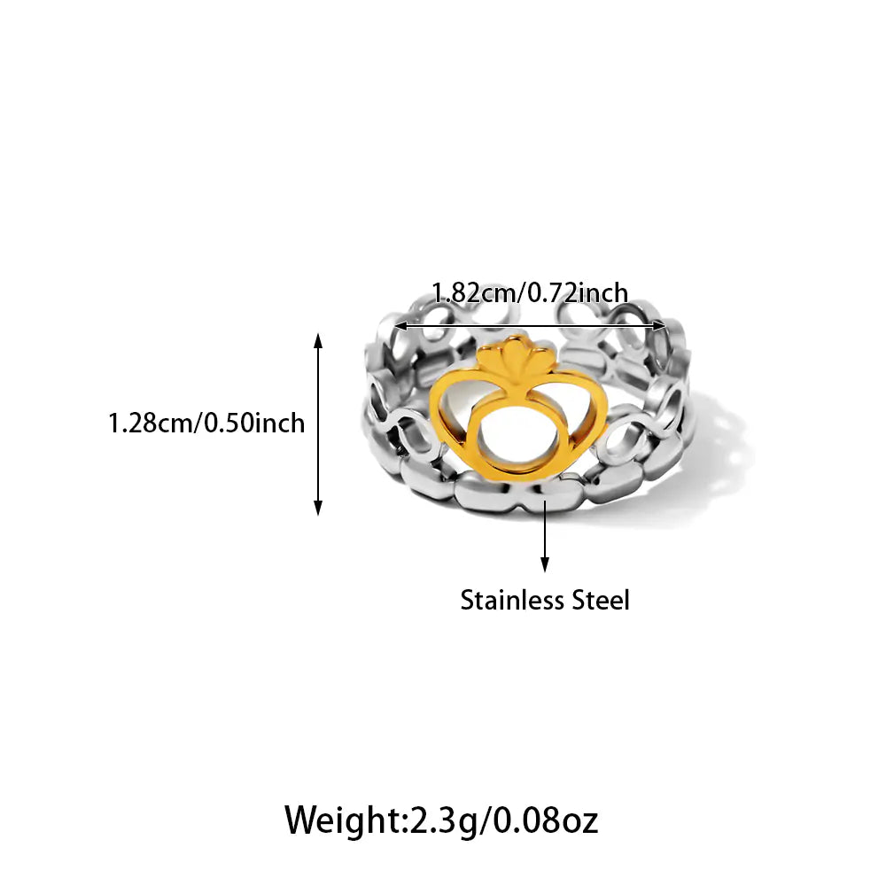New Stainless Steel Crown Adjustable Ring