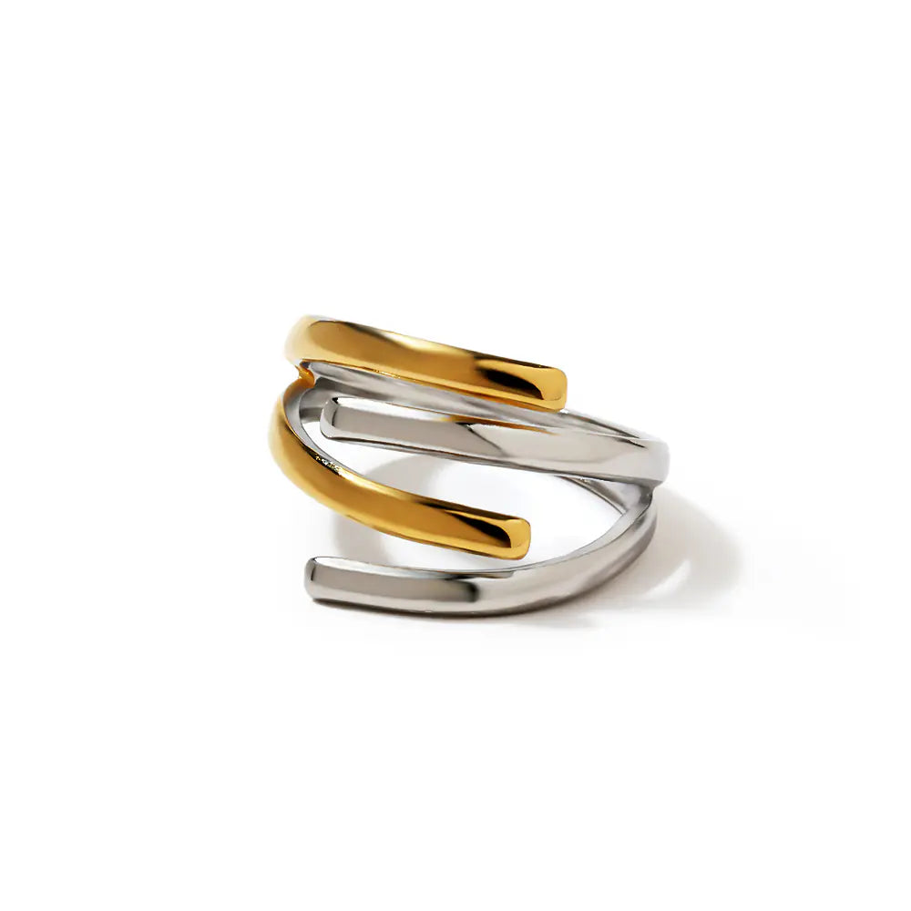 Trendy Stainless Steel Two-tone Adjustable Rings