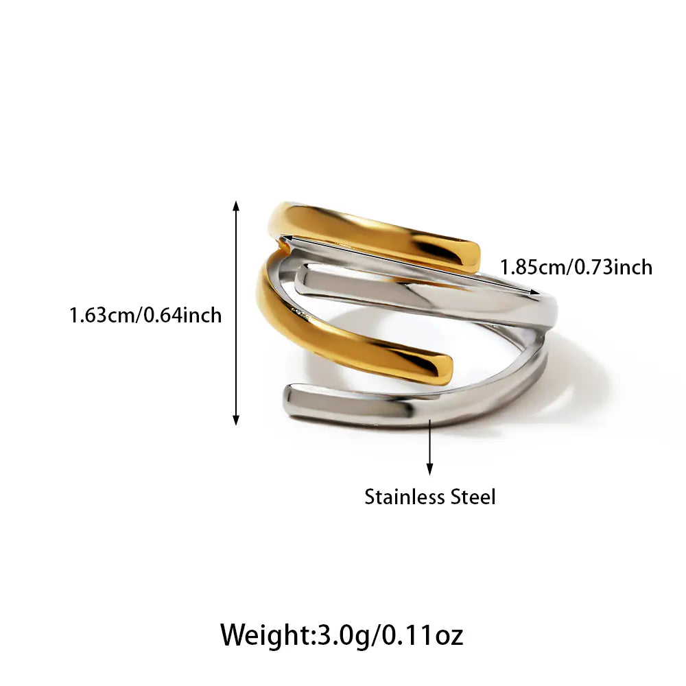 Trendy Stainless Steel Two-tone Adjustable Rings
