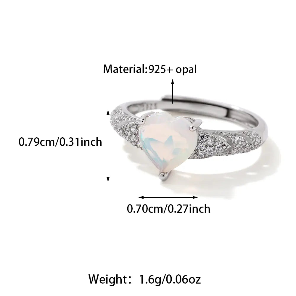 Light Luxury 925 Silver Opal Adjustable Ring