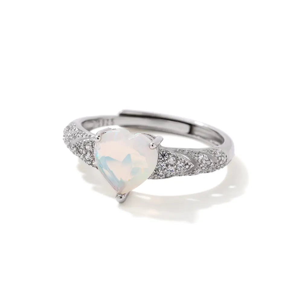 Light Luxury 925 Silver Opal Adjustable Ring