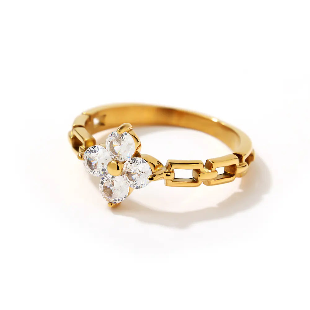 Stainless Steel Trendy Luxury Clover Ring
