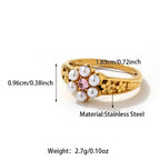 Design Fashionable Stainless Steel No Fading Pearl Flower Ring