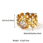 Fashion Vintage Jewelry Stainless Steel Hollow Zircon Rings