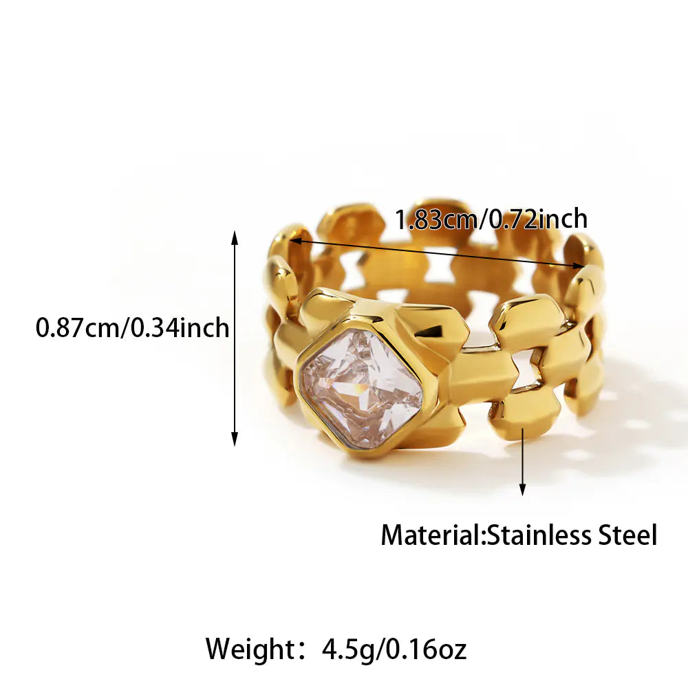 Fashion Vintage Jewelry Stainless Steel Hollow Zircon Rings
