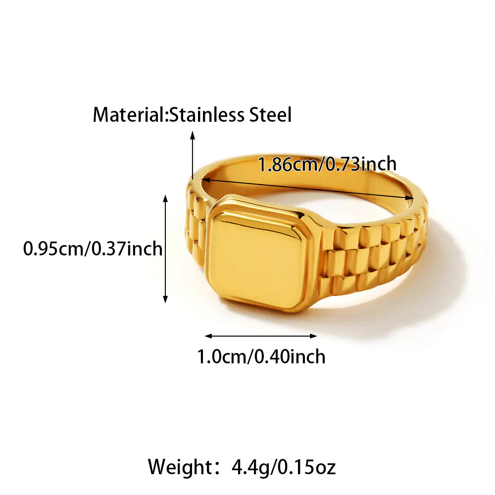 Modern Minimalist Stainless Steel square Simple Watch Rings
