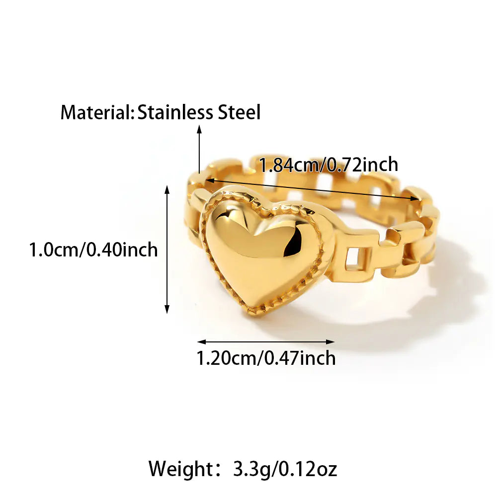 Stainless Steel Chain Little Heart Ring