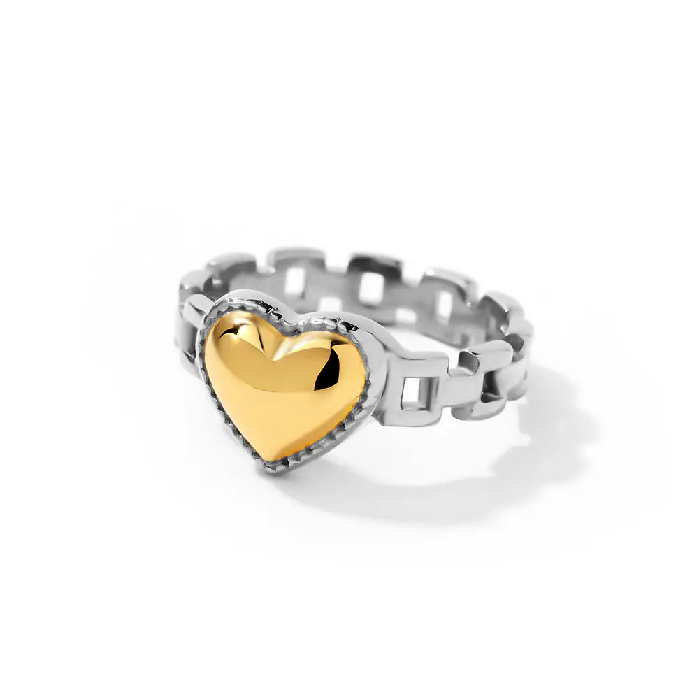 Stainless Steel Chain Little Heart Ring