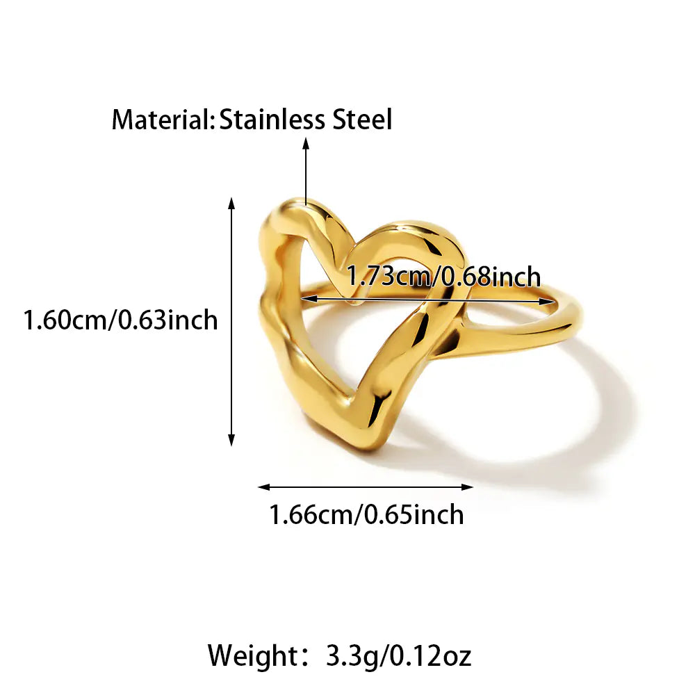 Stainless Steel Hollow Heart Shape Ring
