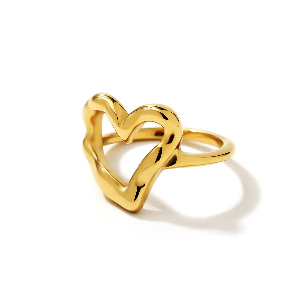Stainless Steel Hollow Heart Shape Ring
