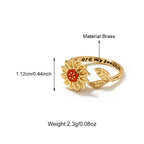 New Arrival Sunflower Brass CZ Opening Rings Factory