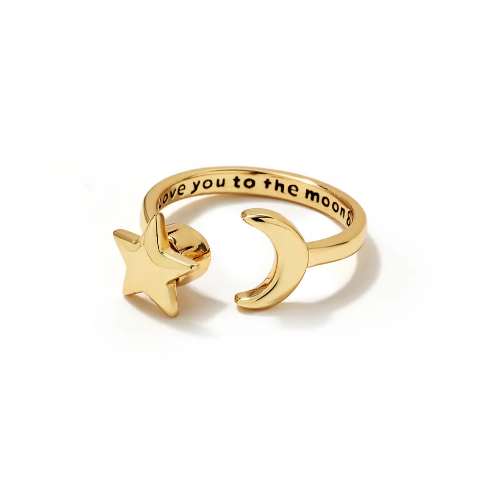 Classical Moon Star Stainless Steel Adjustable Rings