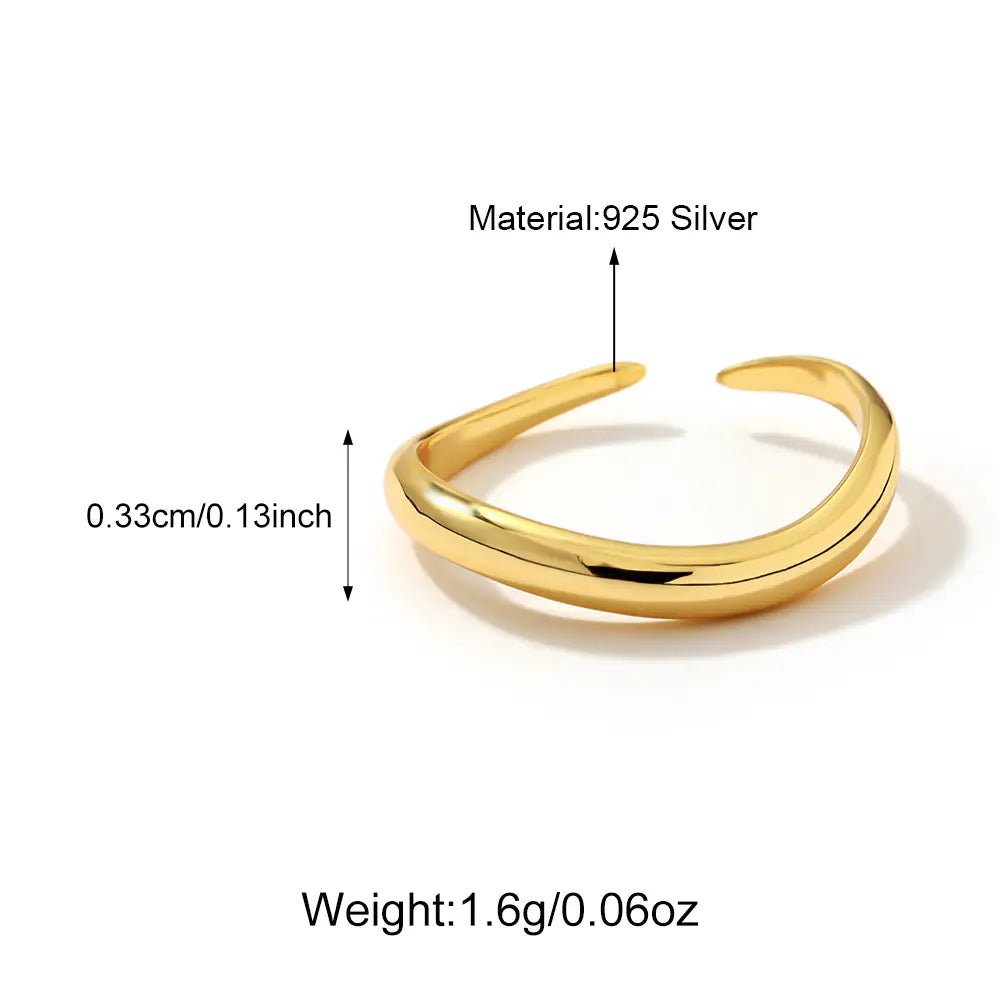 Plain Sterling 925 Silver Adjustable Gold Rings