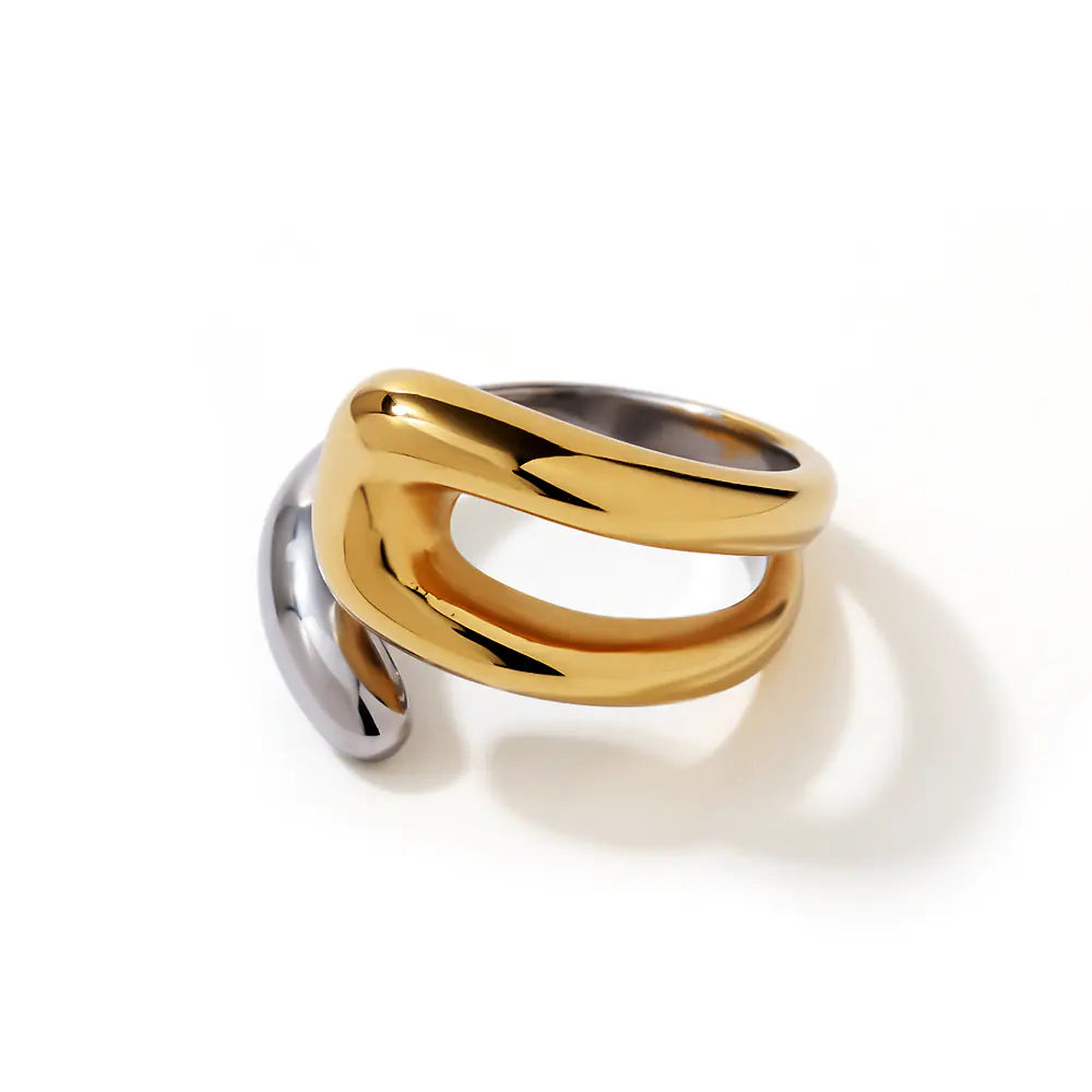Stainless Steel Irregular Line Adjustable Ring