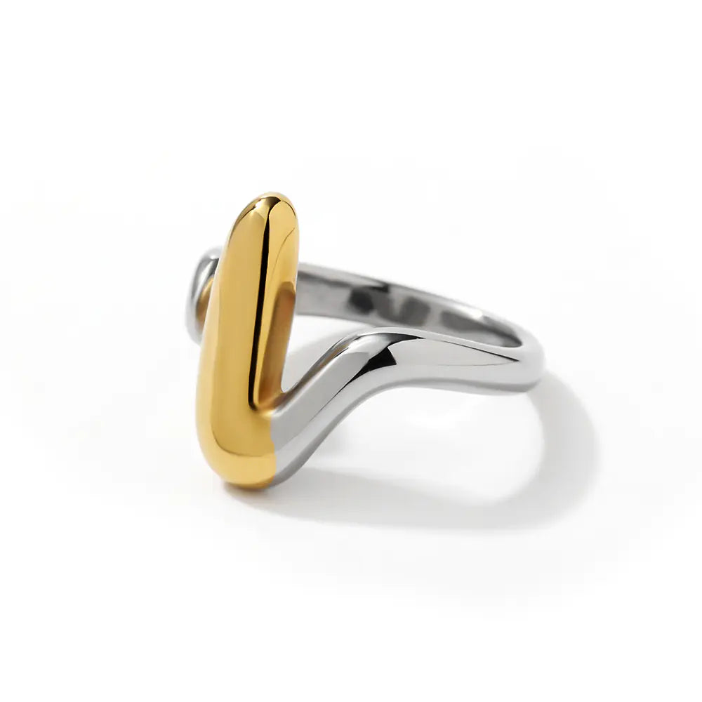 Stainless Steel Special-Shaped Two-Color Ring