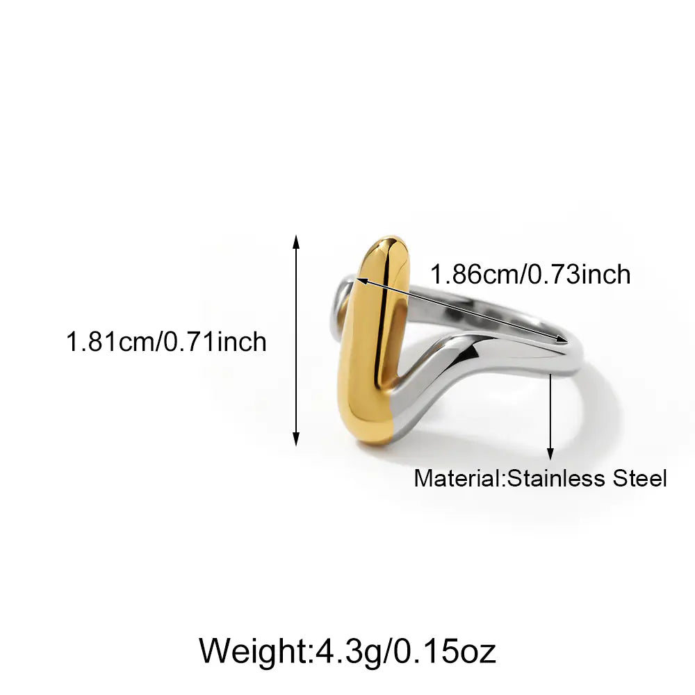 Stainless Steel Special-Shaped Two-Color Ring