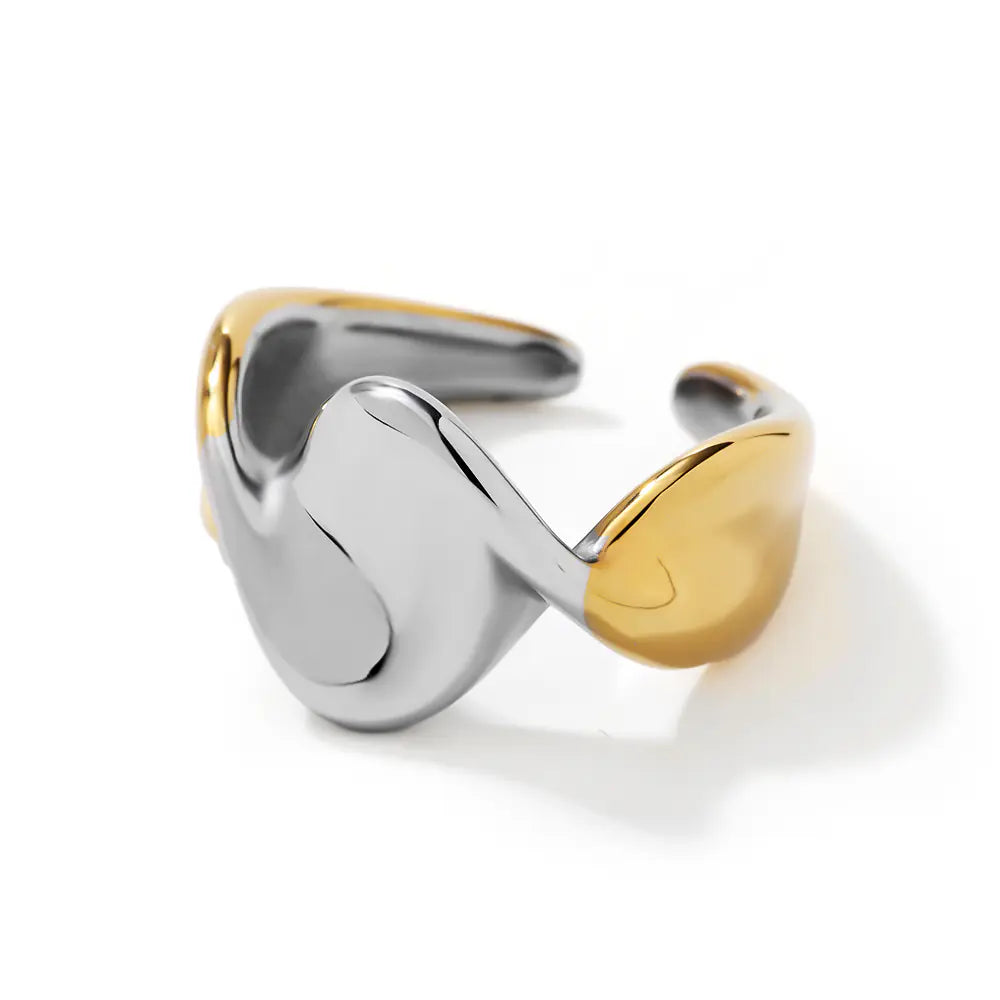 Stylish Geometric Line Adjustable Stainless Steel Ring