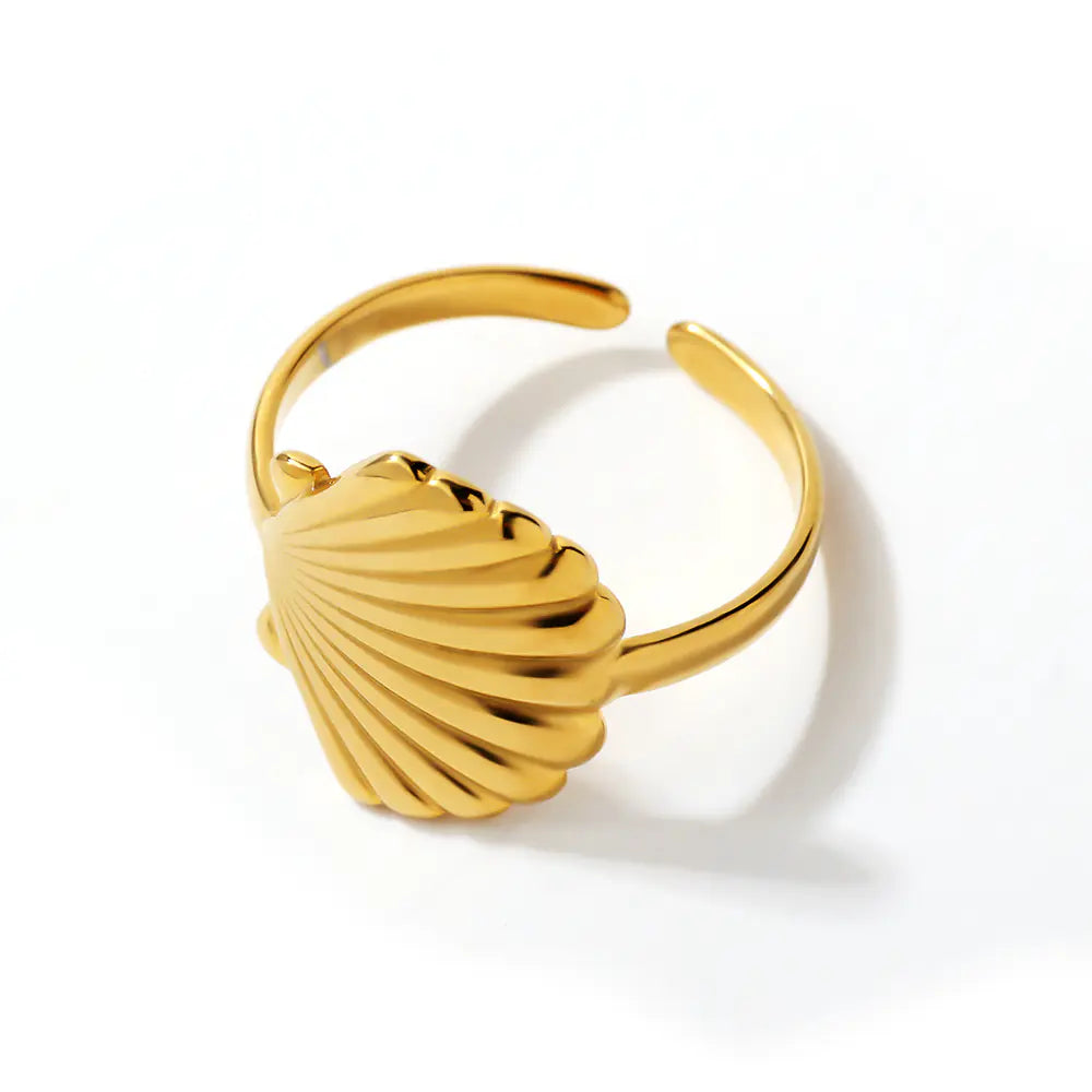 Stainless Steel Trendy Adjustable Open Seashell Ring