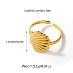 Stainless Steel Trendy Adjustable Open Seashell Ring