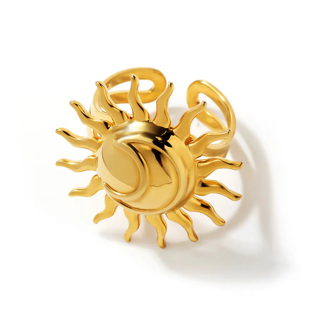 Stainless Steel Sun Flower Shape Irregular Ring