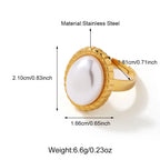 Trendy Adjustable Pearl Ring Stainless Steel Geometric