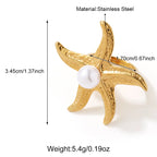 Fashion Stainless Steel Gold Plated Geometric Starfish Ring