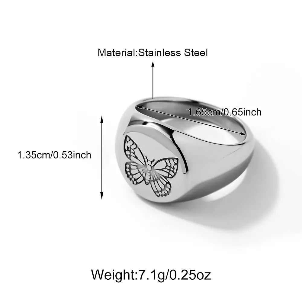 Custom Flower Stainless Steel Engraved Rings