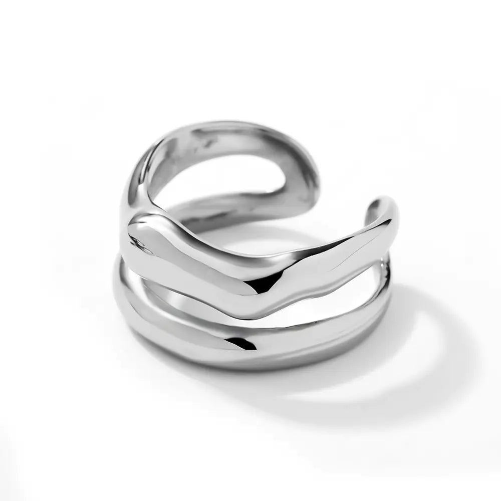 Glossy Irregular Stainless Steel Open Ring