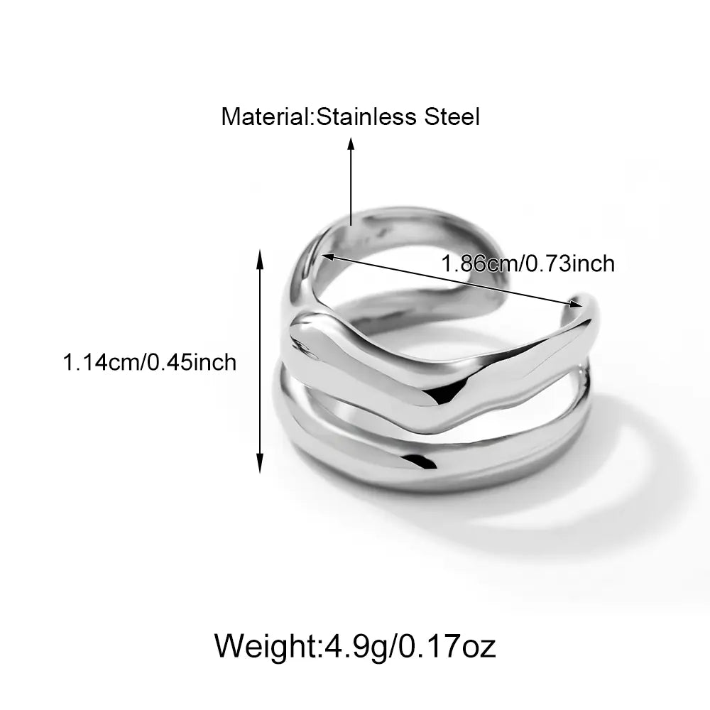 Glossy Irregular Stainless Steel Open Ring