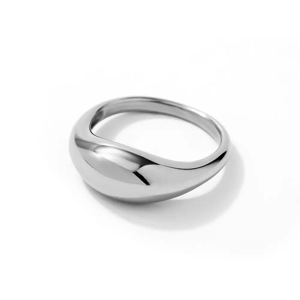 Fashionable Plain Water Drop Stainless Steel Ring