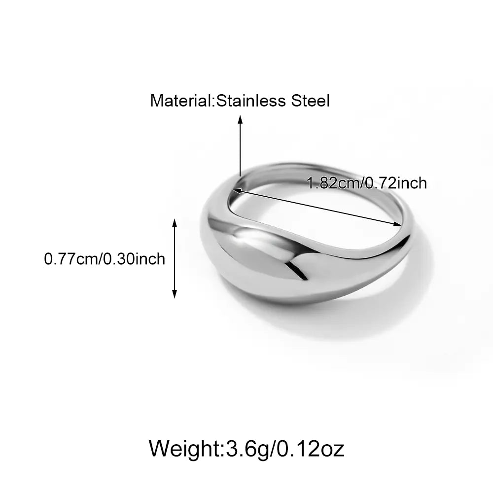 Fashionable Plain Water Drop Stainless Steel Ring