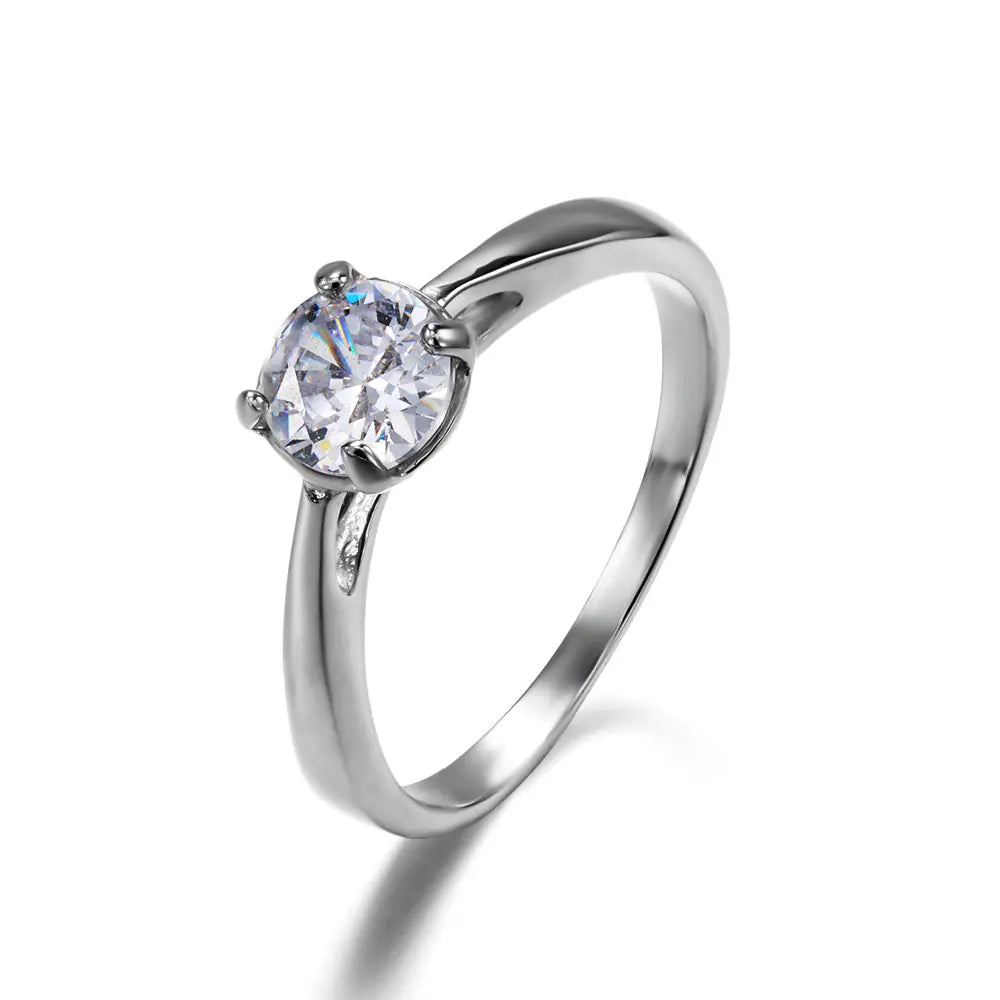 Trendy Stainless Steel Crystal Engagement Ring