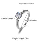 Trendy Stainless Steel Crystal Engagement Ring