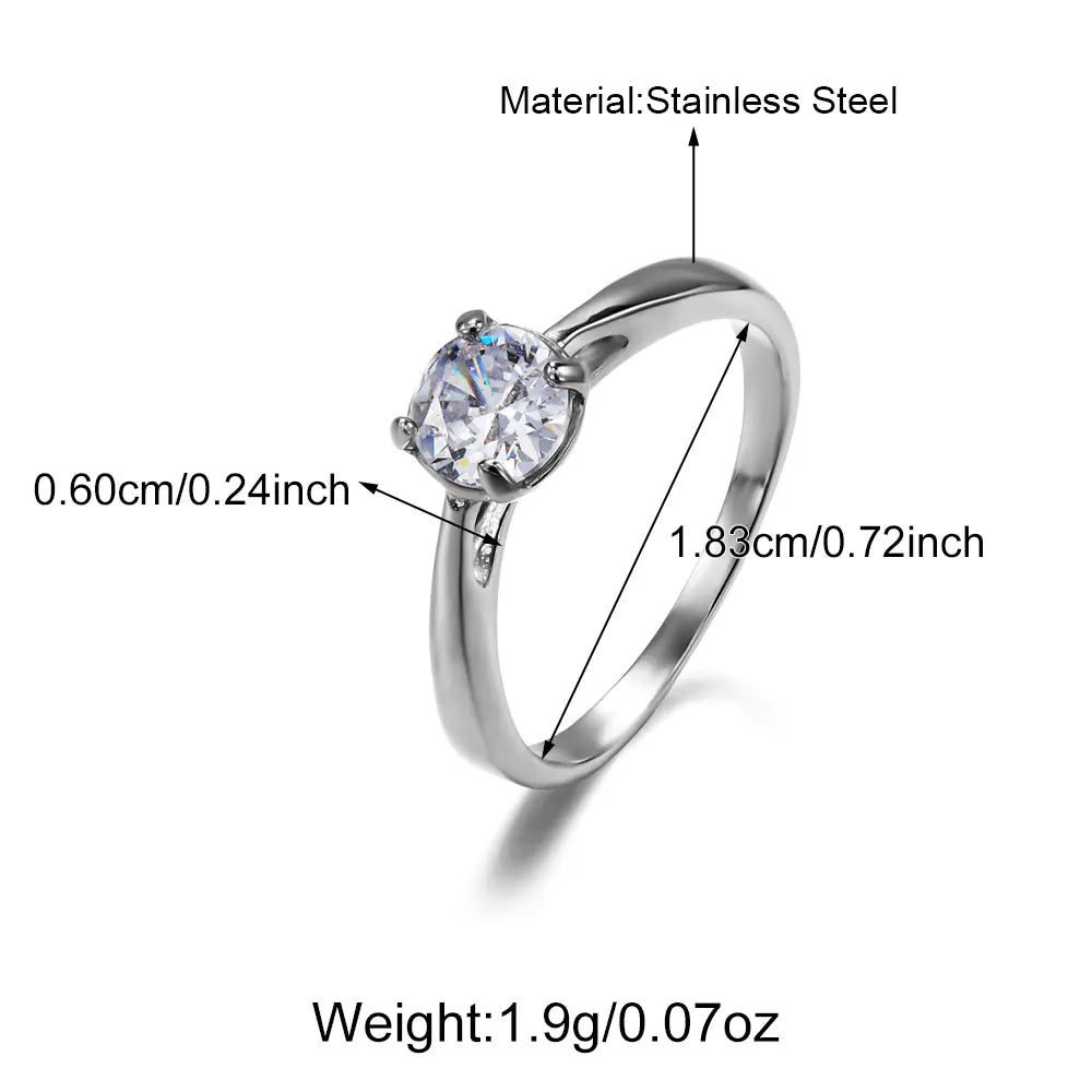 Trendy Stainless Steel Crystal Engagement Ring