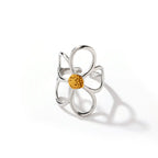 Stainless Steel Hollow Flower Adjustable Ring
