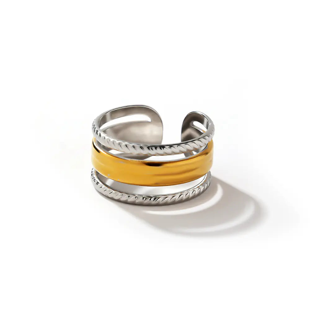Gold Plated Stainless Steel Two-tone Opening Ring
