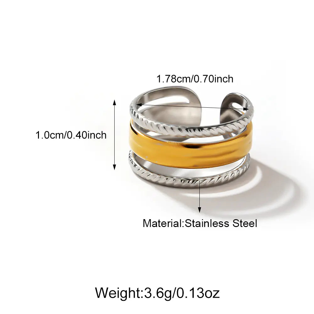 Gold Plated Stainless Steel Two-tone Opening Ring