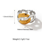 Fashion Two-tone Stainless Steel Open Chain Ring
