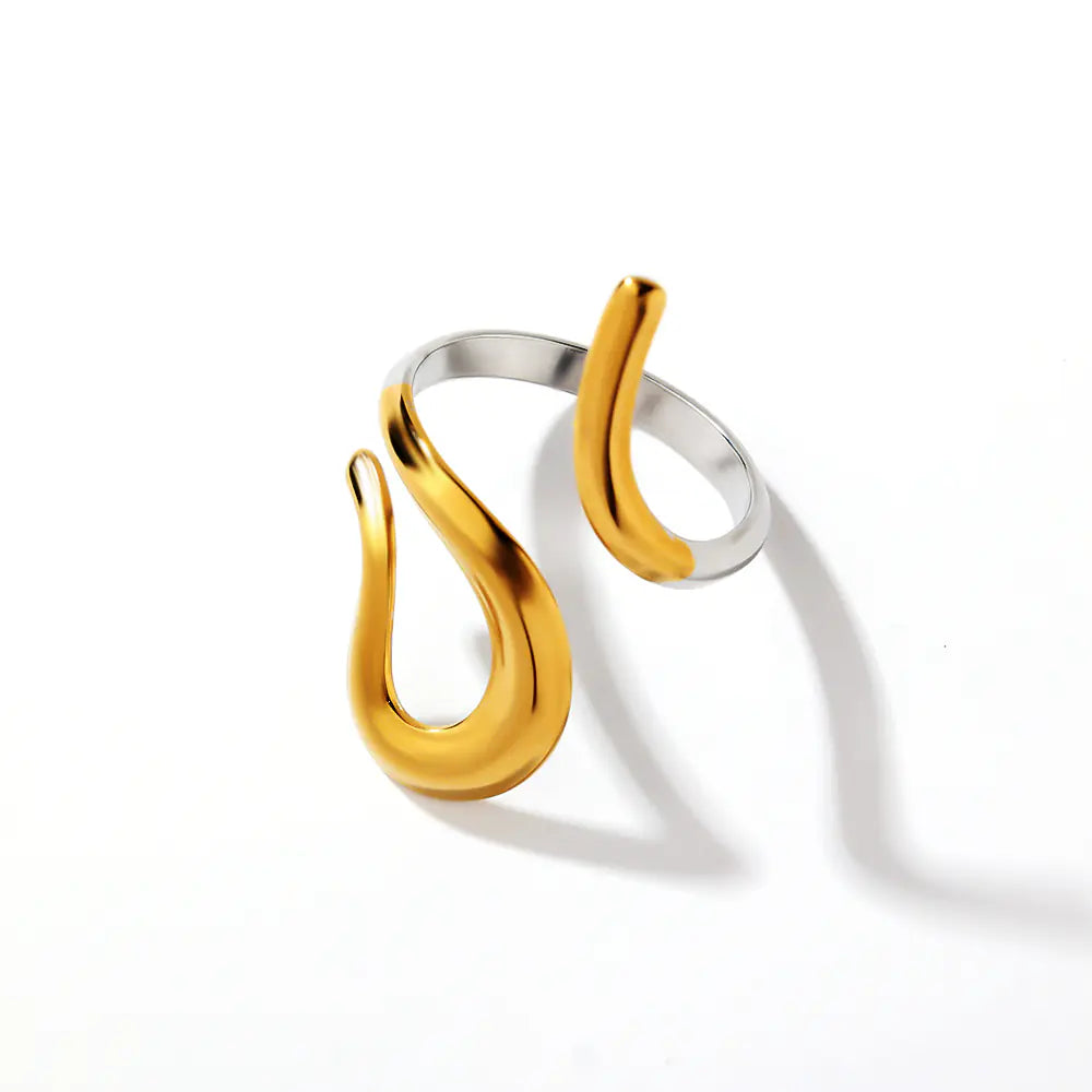 Classical Two-tone Stainless Steel Snake Open Ring